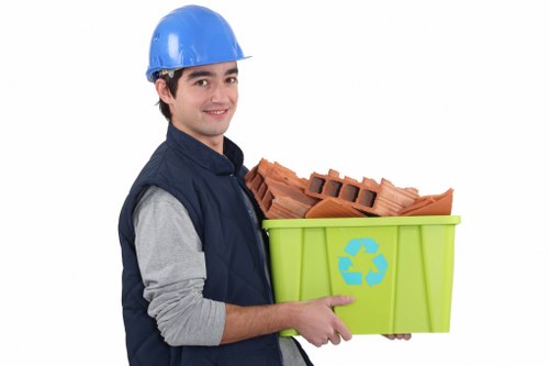 Construction site with organized waste clearance